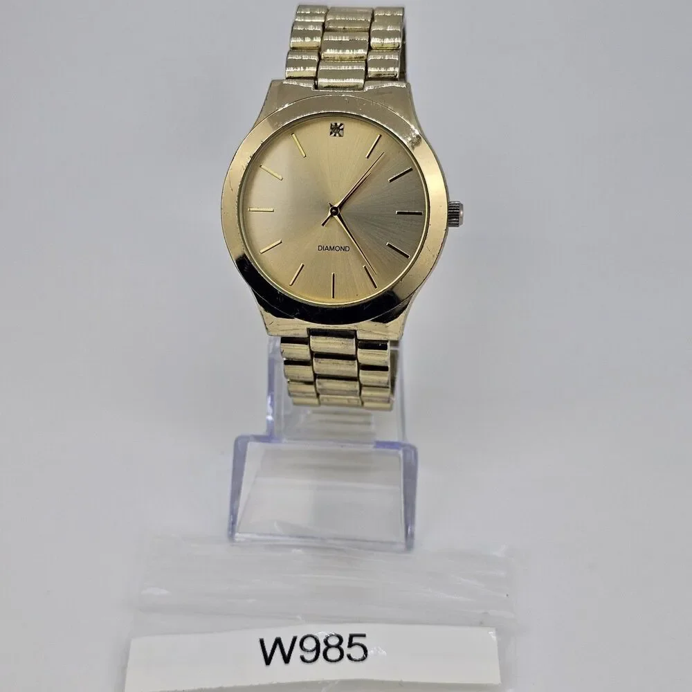 Men's Diamond Watch 44MM Large Case Gold Dial Gold Bracelet Band 7